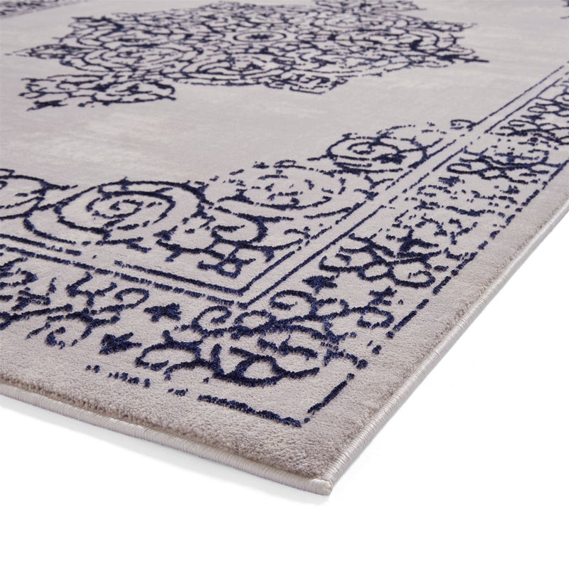 Artemis B9076A Traditional Textured Rugs in Blue Silver Grey