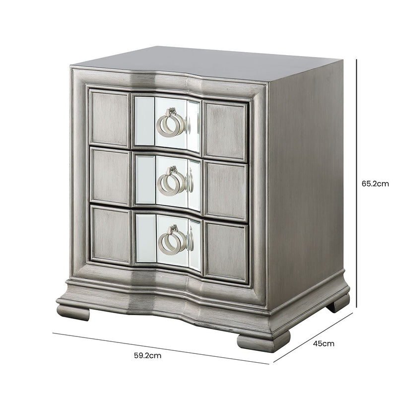 Claude Grey 3 Drawer Mirror Cabinet