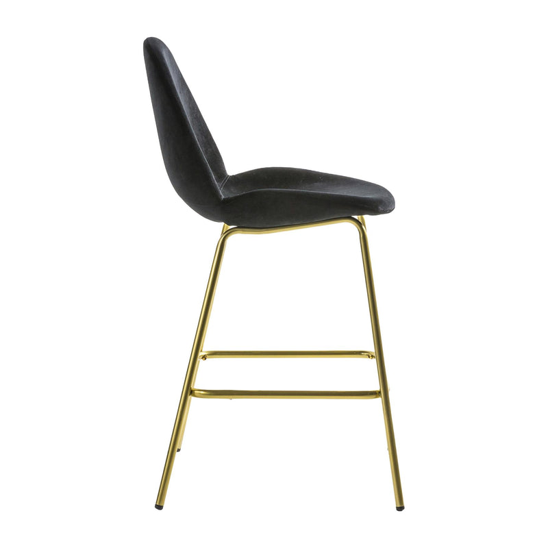 Sora Black Velvet Bar Stools with Gold Legs Set of 2