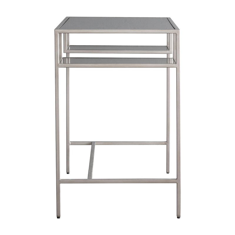 Rowbothem Smoked Glass & Iron Desk in Silver