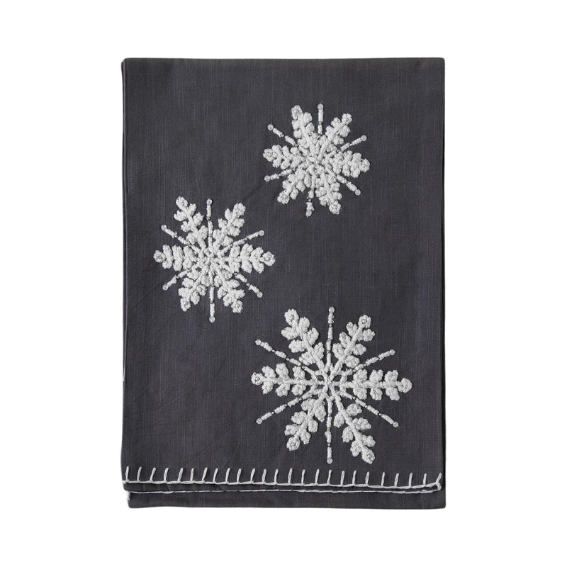 Kayce Snowflakes Large Table Runner in Charcoal