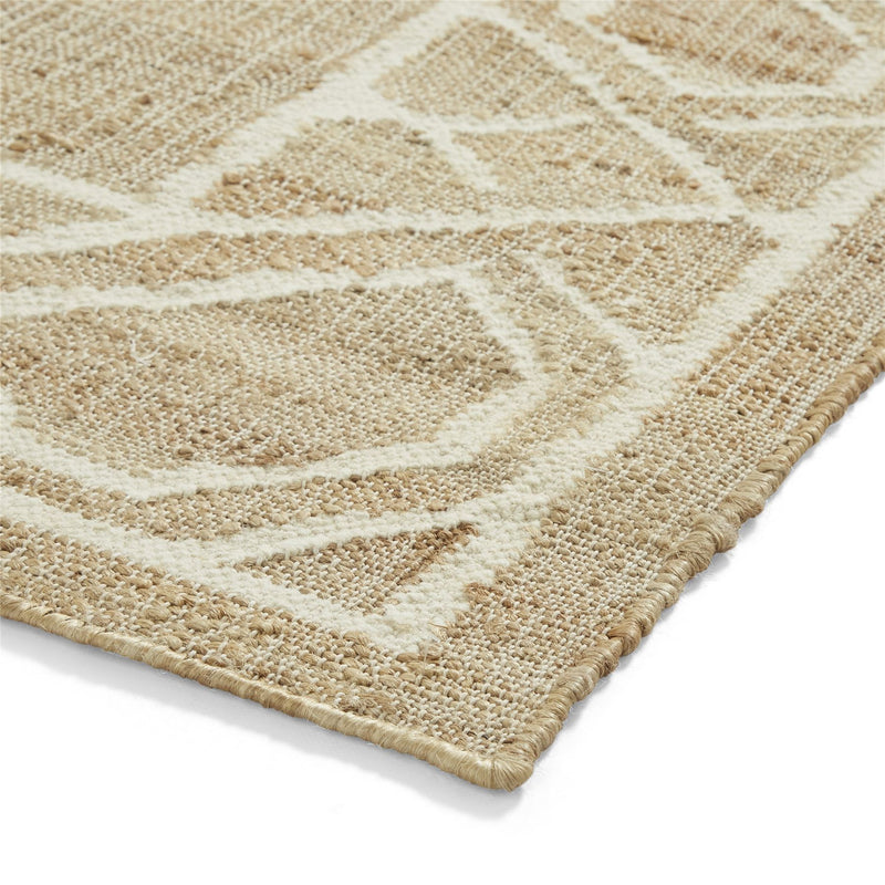 Spartan 29576 Jute Geometric Border Rugs in Natural Ivory