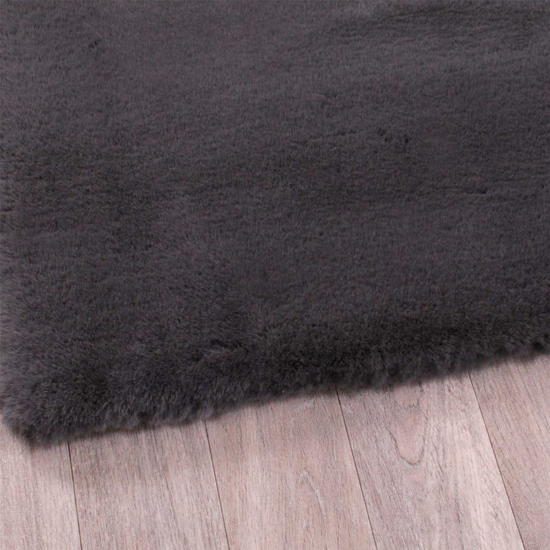 Luxe Faux Fur Rug in Charcoal Grey