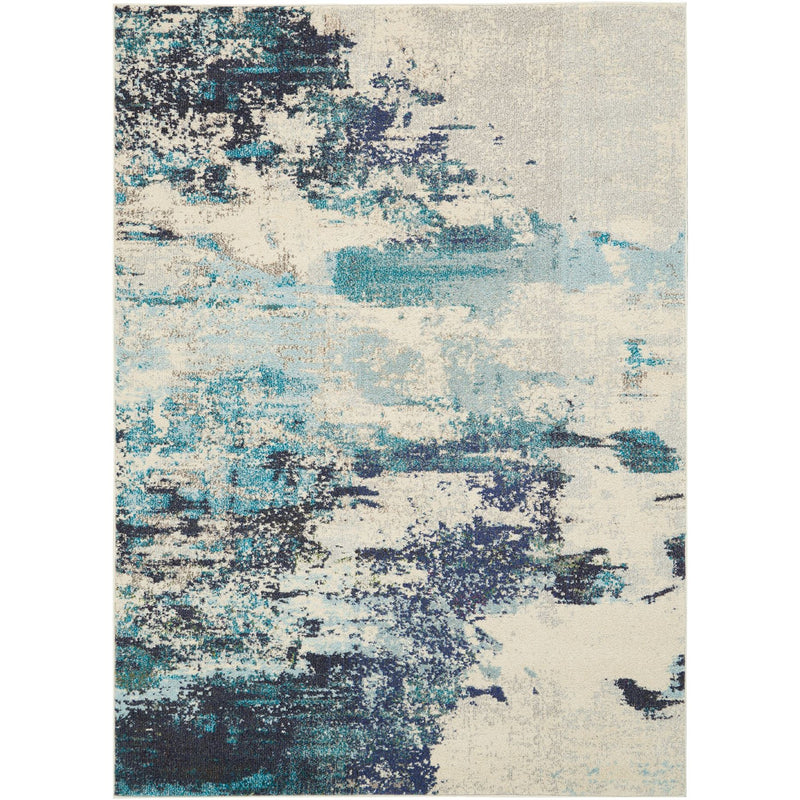 Celestial Modern Abstract CES02 in Ivory Teal and Blue by Nourison