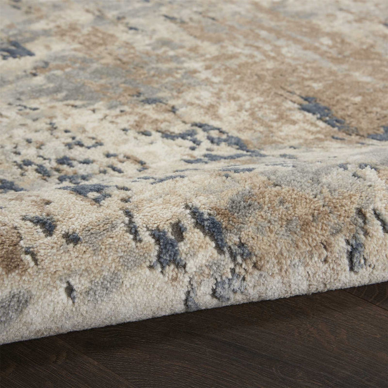 Quarry QUA01 Abstract Distressed Rugs in Beige Grey by Nourison