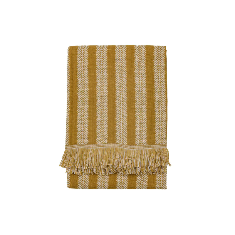 Jacquard Tapestry Throw with Fringe in Ochre