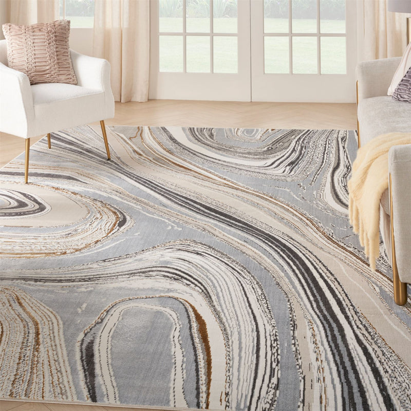 Glitz GLZ21 Abstract Rug by Nourison in Grey Gold