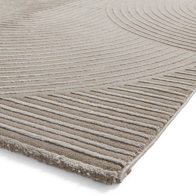 Flores 1924 Spiral Textured Washable Rug in Mink Brown