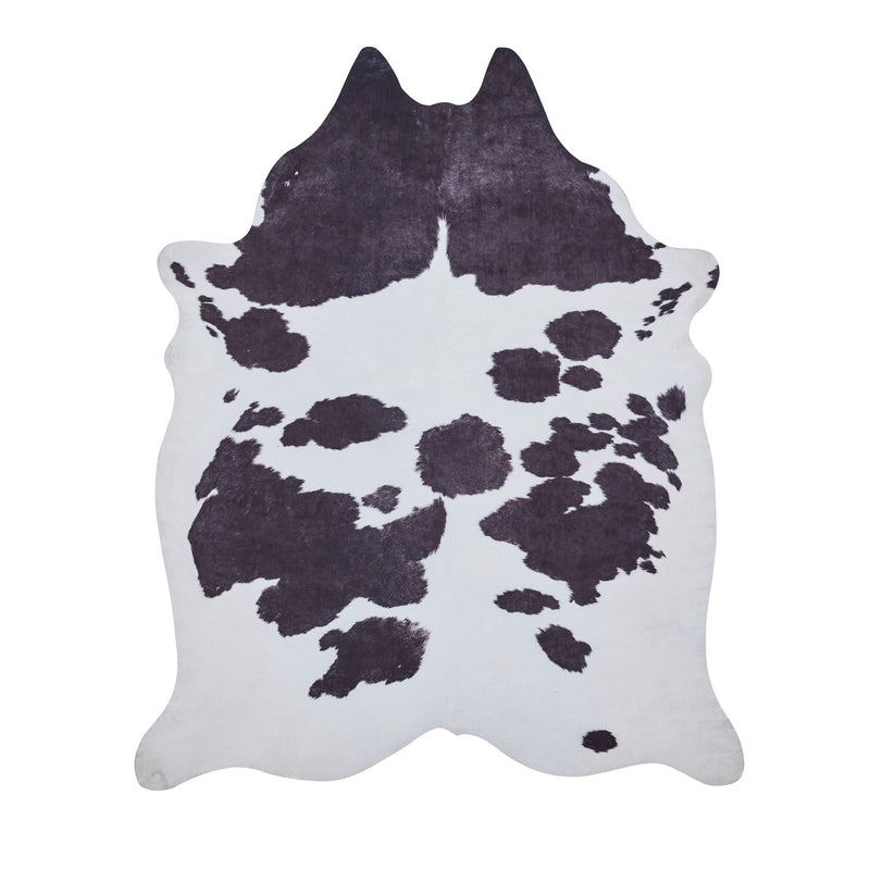 Faux Cow Print Rug in Black White