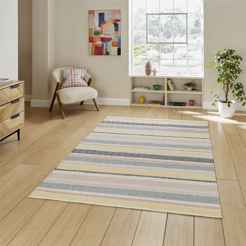 Cascade 29898 Modern Geometric Striped Rugs in Pastel Multi