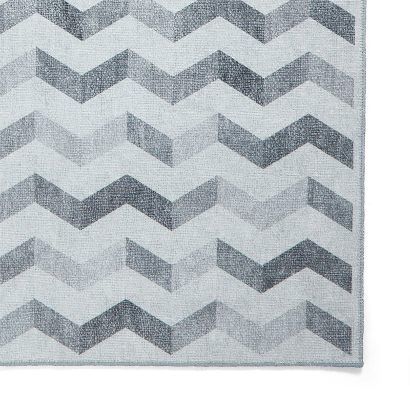 Coral H1059 Modern Washable Chevron Runner Rugs in Grey