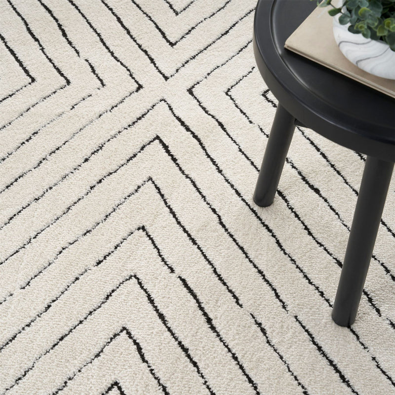 Modern Comfort MNC01 Stripe Rug by Nourison in Ivory Black