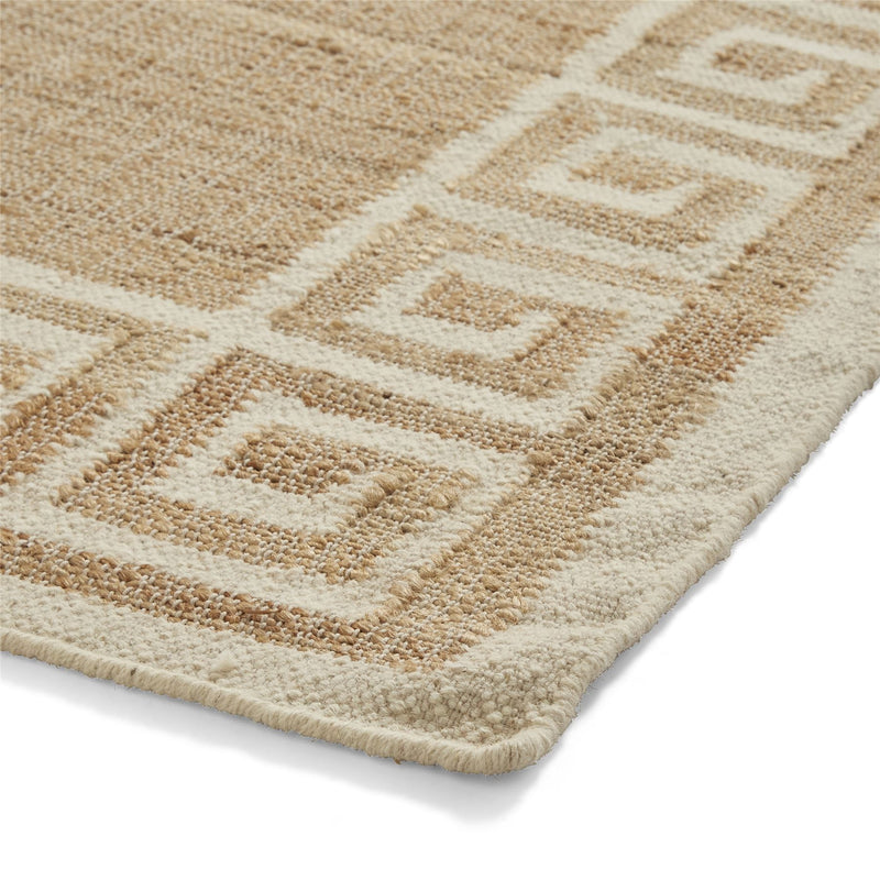 Spartan 29578 Jute Geometric Border Rugs in Natural Ivory