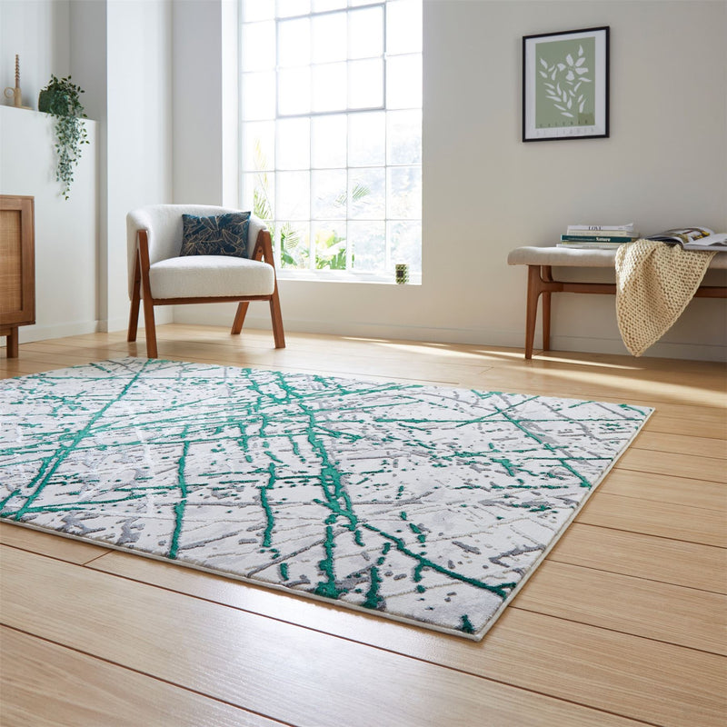 Artemis B8403A Modern Abstract Rugs in Green Silver Grey