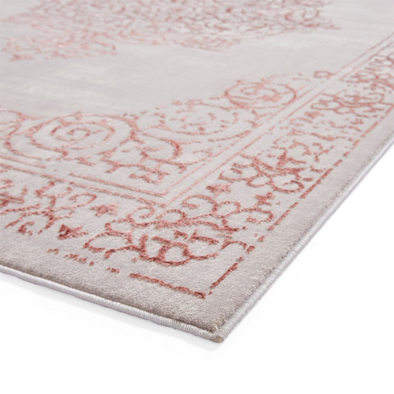 Artemis B9076A Traditional Textured Rugs in Rose Silver Grey