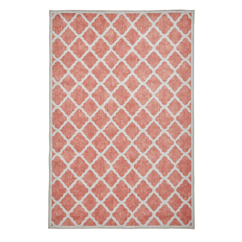 Coral H1063 Modern Washable Trellis Rugs in Orange