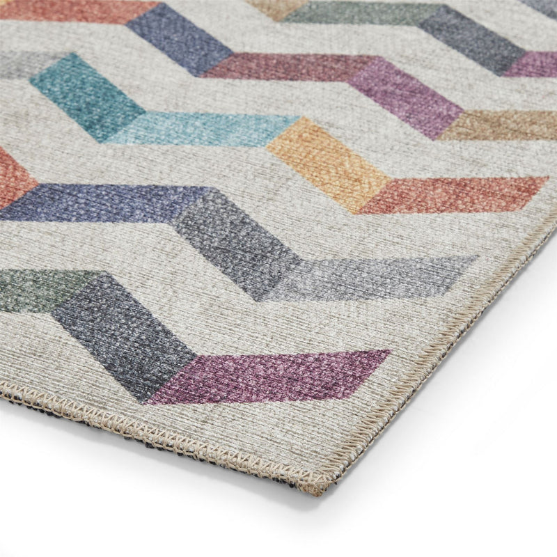 Coral H1059 Modern Washable Chevron Runner Rugs in Multi