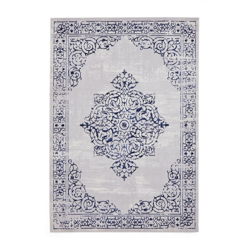 Artemis B9076A Traditional Textured Rugs in Blue Silver Grey