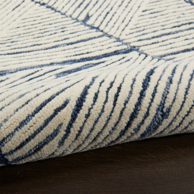 Colorado CLR01 Linear Wool Rugs by Nourison in White Blue