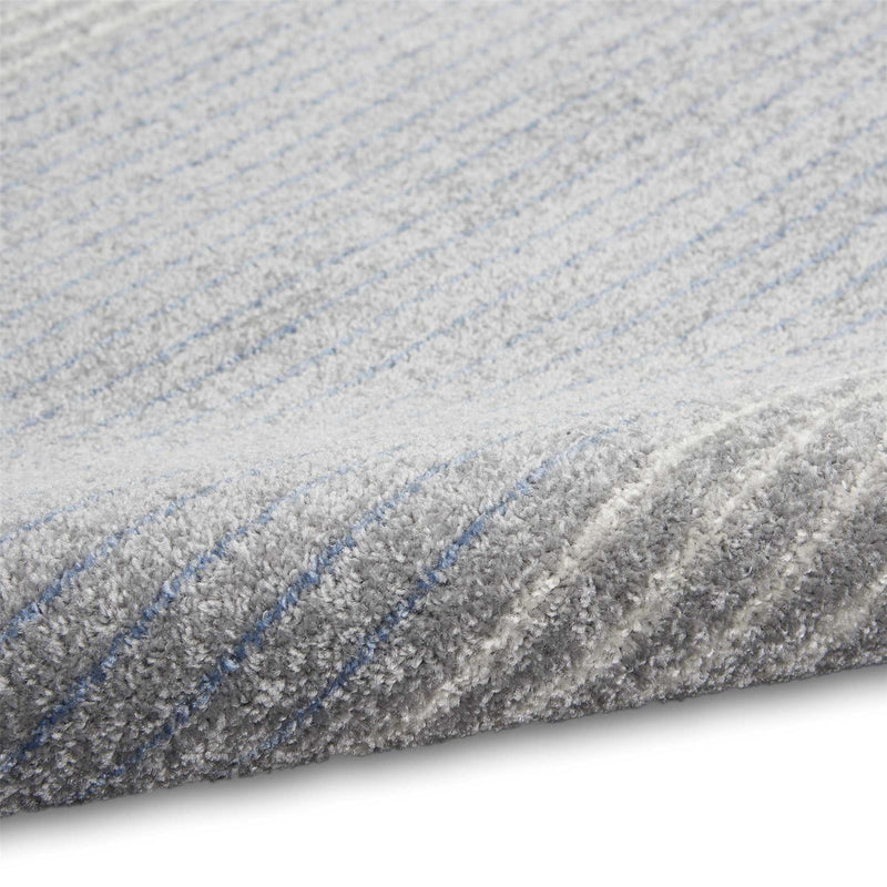 Calvin Klein Stripe Designer Rugs CK001 River Flow RFV06 in Blue Grey