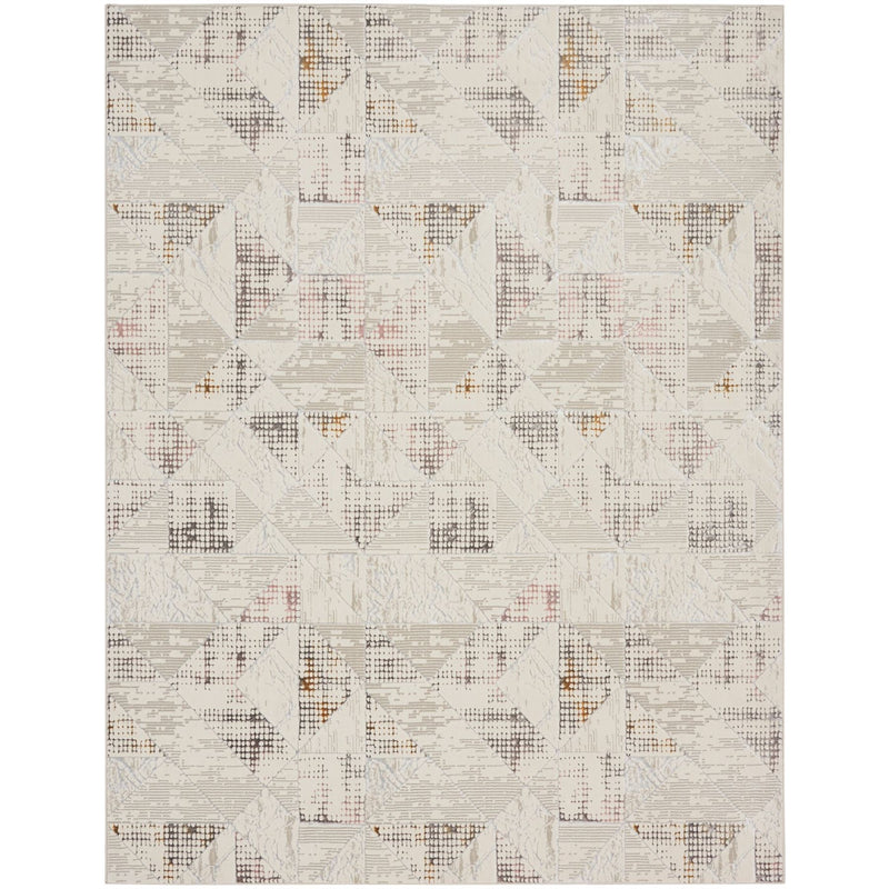 Glitz GLZ04 Geometric Framed Rugs by Nourison in Ivory Multi