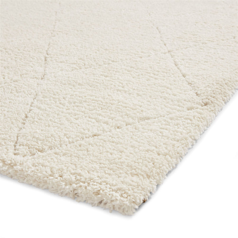 Ideal Shaggy 80260 Berber Geometric Rugs in Cream White