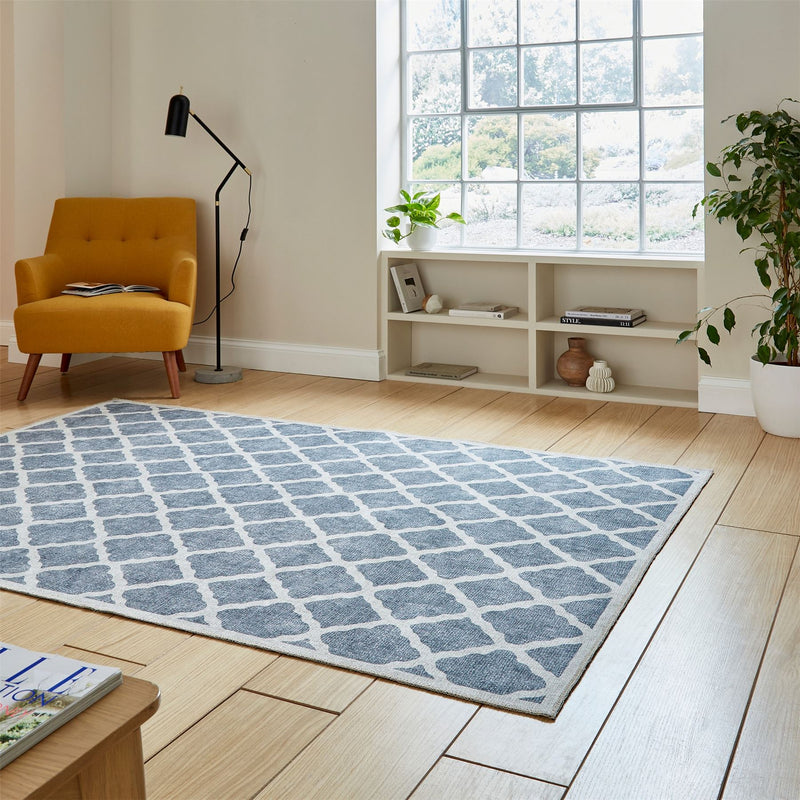 Coral H1063 Modern Washable Trellis Rugs in Grey