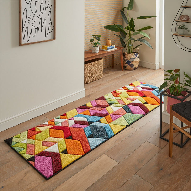 Viva VIV101 Geometric Runner Rug by Concept Looms in Multi