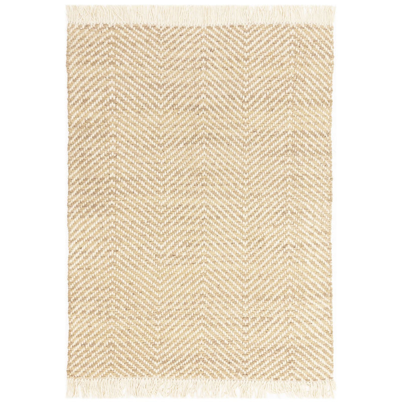 Vigo Flatweave Geometric Boho Jute Wool Rugs in Sand Beige