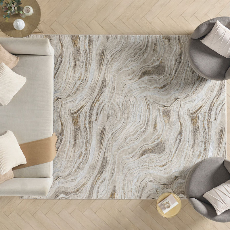 Glitz GLZ22 Abstract Rug by Nourison in Grey Gold