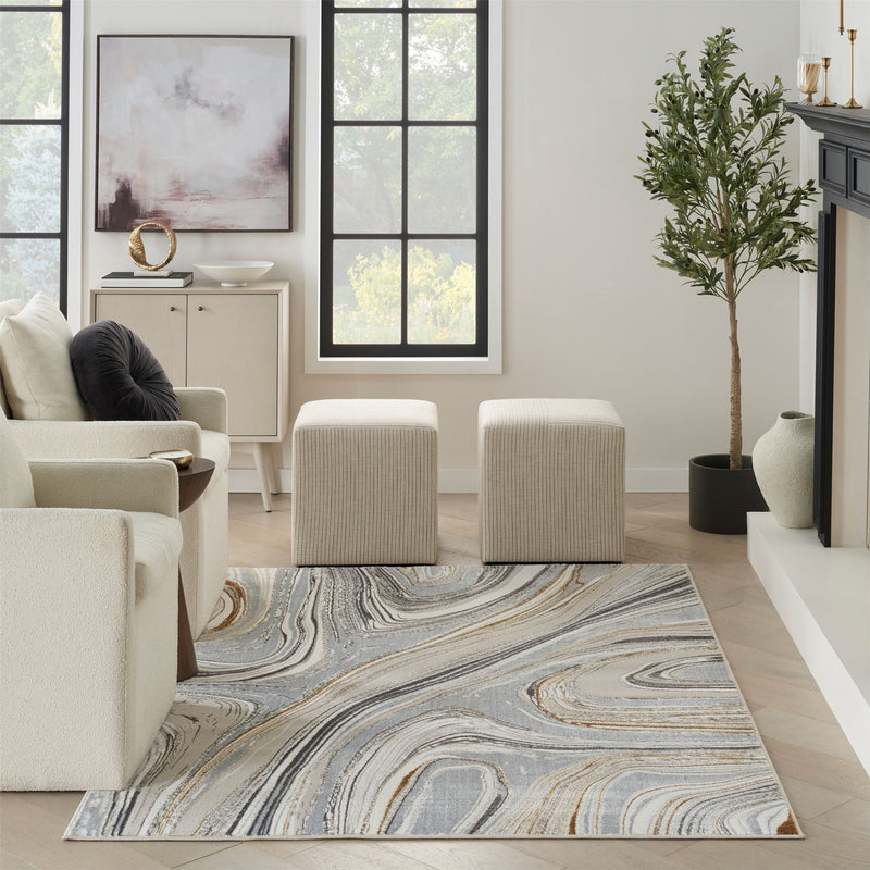 Glitz GLZ21 Abstract Rug by Nourison in Grey Gold