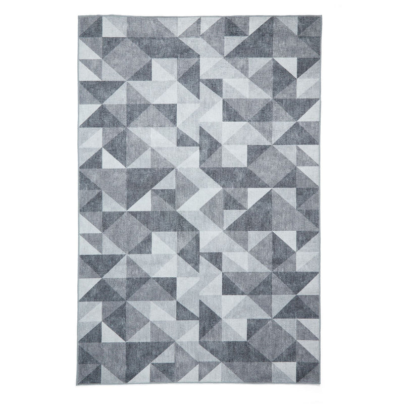 Coral H1057 Modern Washable Geometric Rugs in Grey