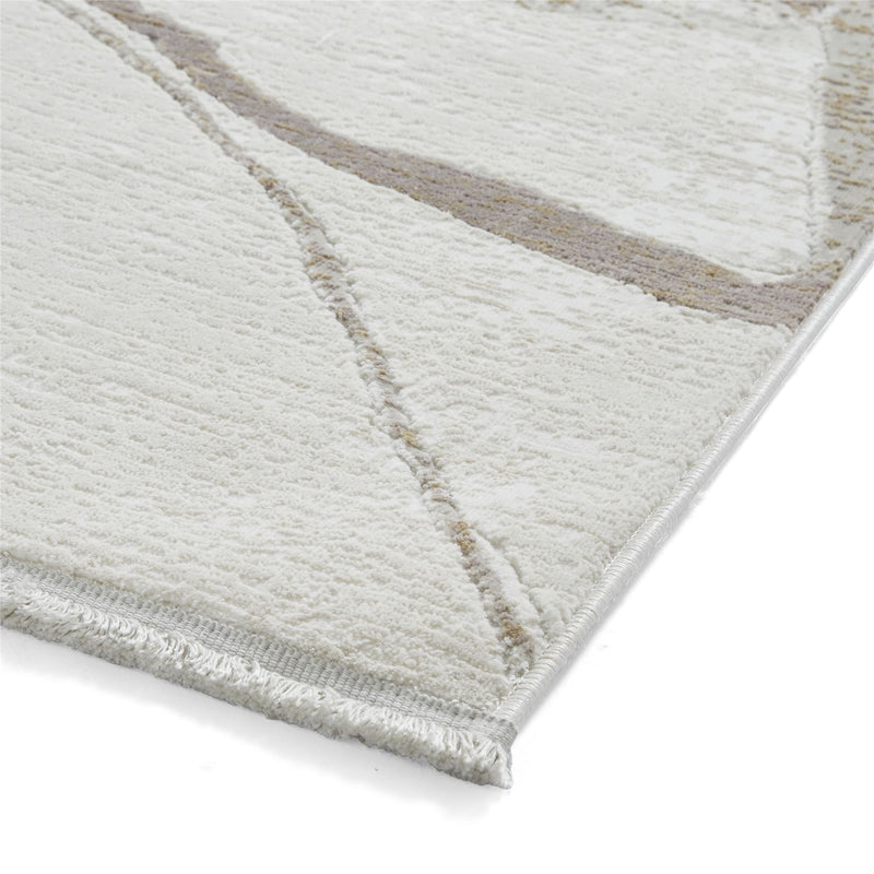 Mirage MR26 Modern Abstract Marble Metallic Rugs in Cream White