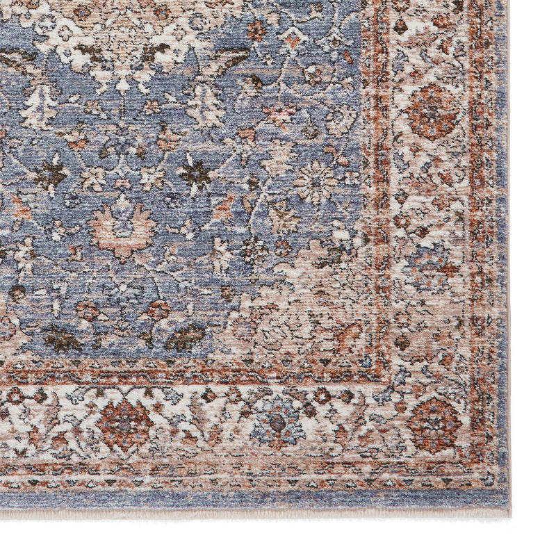 Vintage 35013 Traditional Medallion Border Runner Rugs in Blue Terracotta