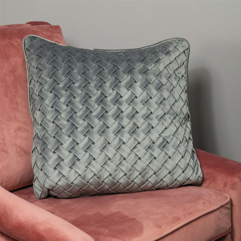 Veronica Woven Grey Velvet Cushion