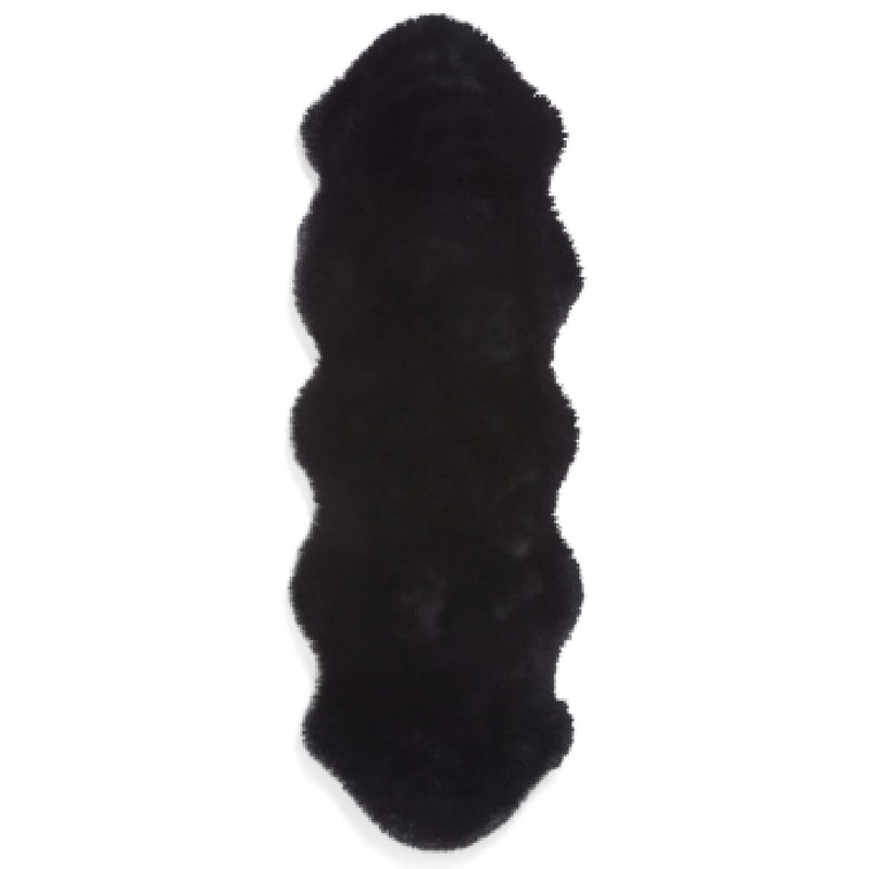 Super Teddy Plain Shaggy Faux Sheepskin Rugs in Black