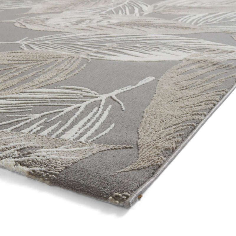 Flores 1925 Botanical Textured Washable Rug in Grey