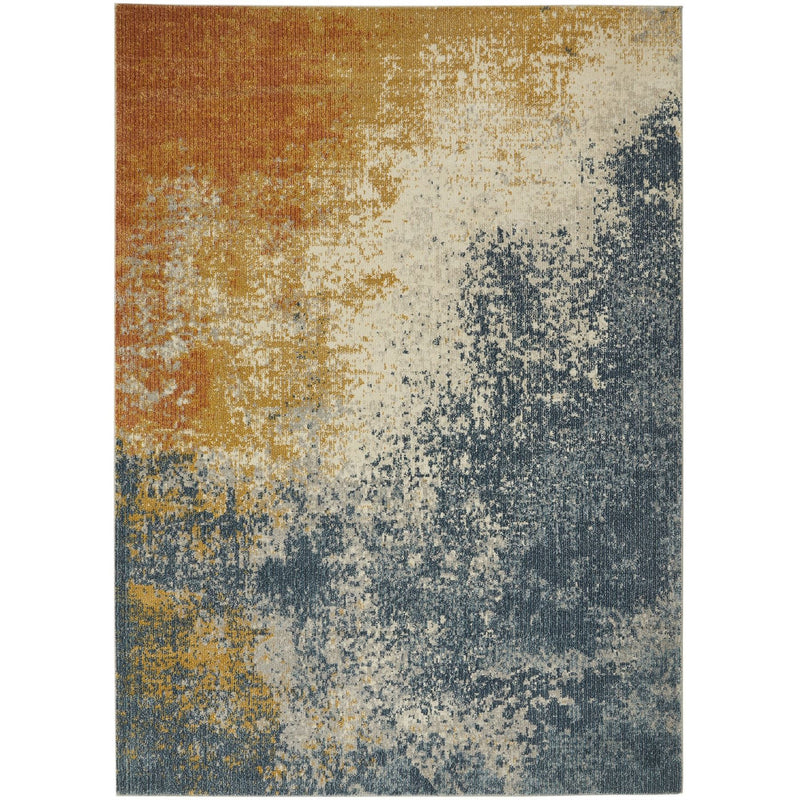 Concept Looms Rossa ROS13 Abstract Rugs in Light Blue Gold