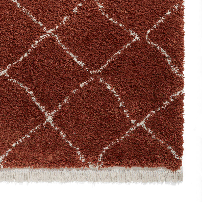 Boho 5413 Berber Shaggy Modern Rugs in Rust Brown