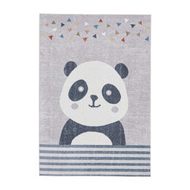 Vida Kids Panda Washable Childrens Rugs in Grey