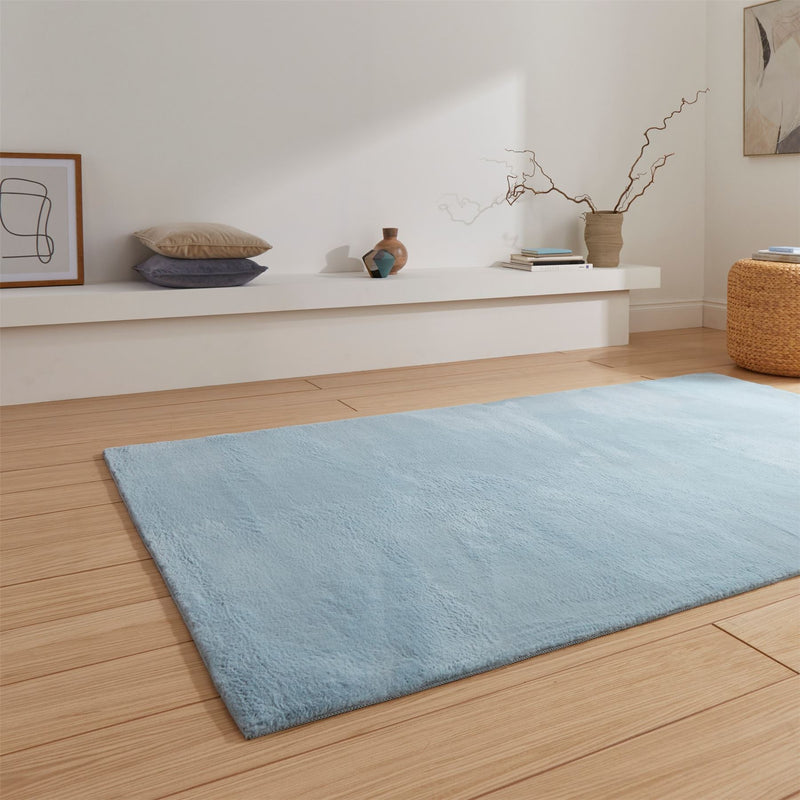 Snug Rug Modern Plain Soft Rugs in Blue