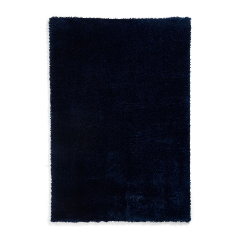 Lux Shaggy Modern Plain Shaggy Rugs in Navy Blue