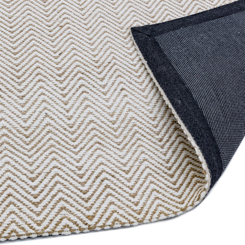 Ives Modern Chevron Zigzag Pattern Rugs in Natural Cream