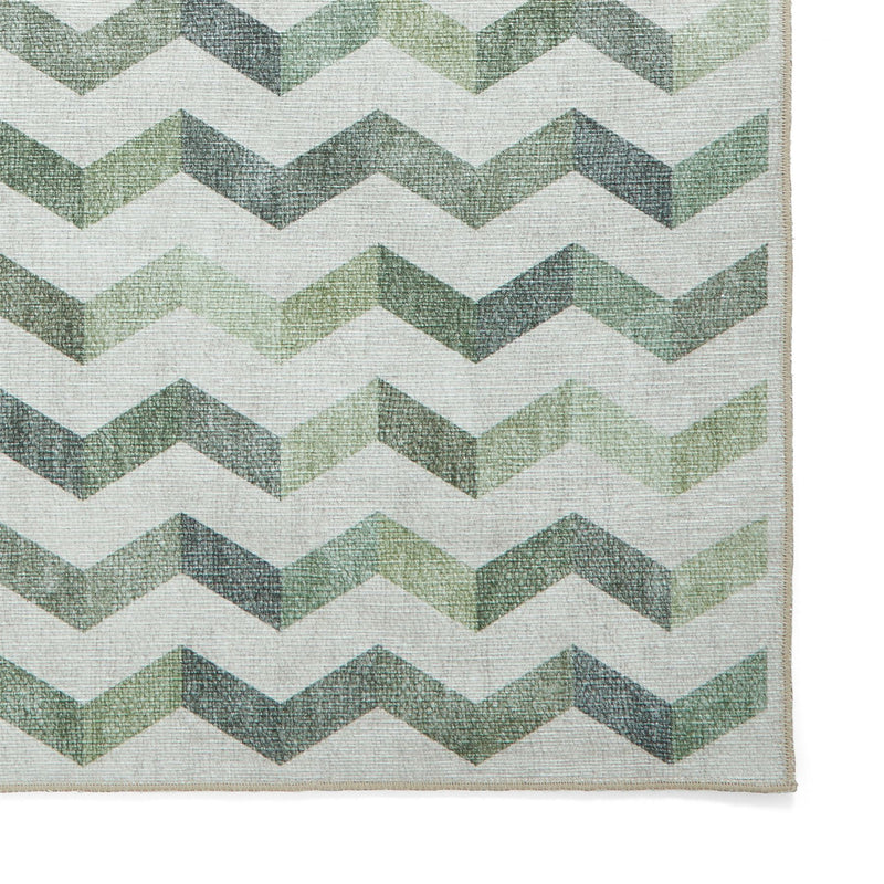 Coral H1059 Modern Washable Chevron Runner Rugs in Green