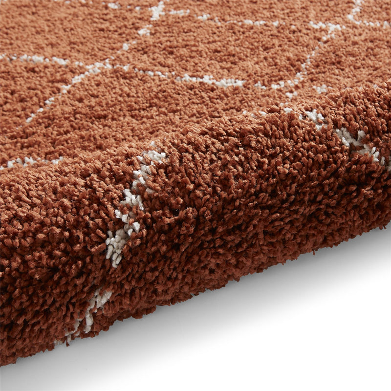 Boho 5413 Berber Shaggy Modern Rugs in Rust Brown