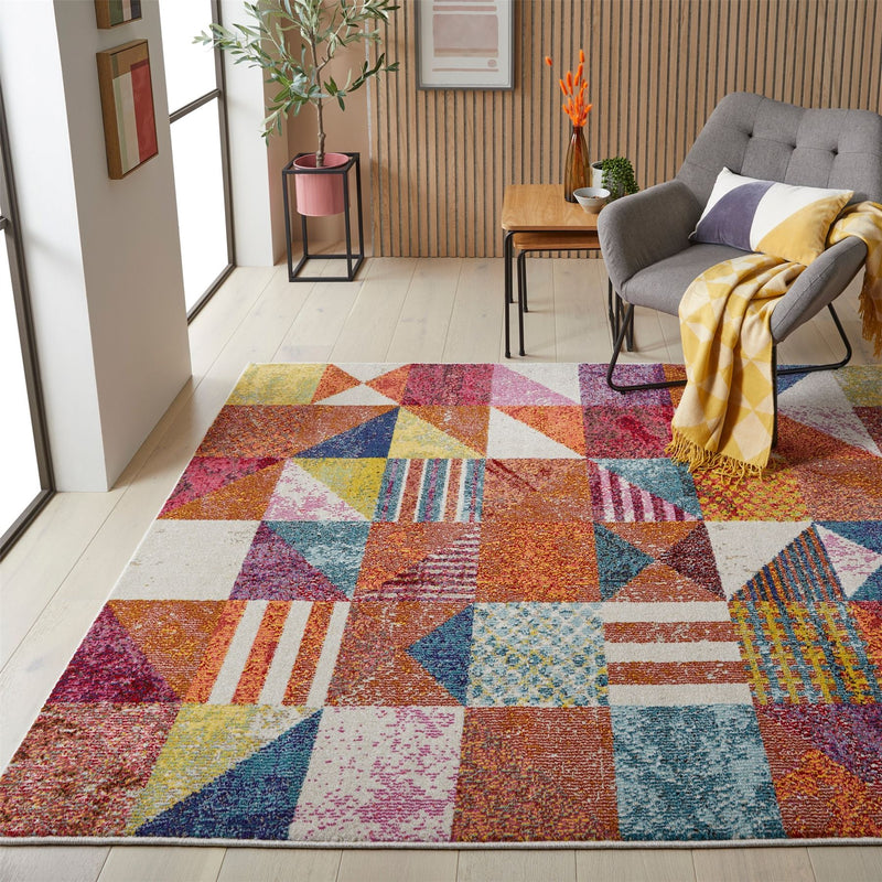 Carnaval CAR102 Geometric Rug by Concept Looms in Multicolour