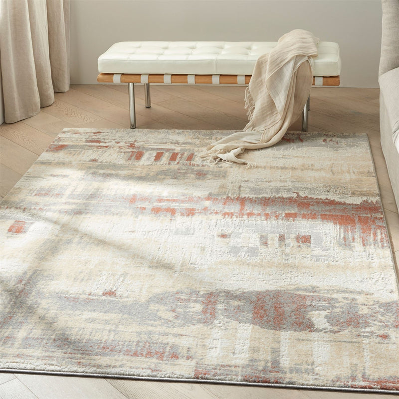 CK005 Enchanting ECH02 Rug by Calvin Klein in Grey Rust Orange