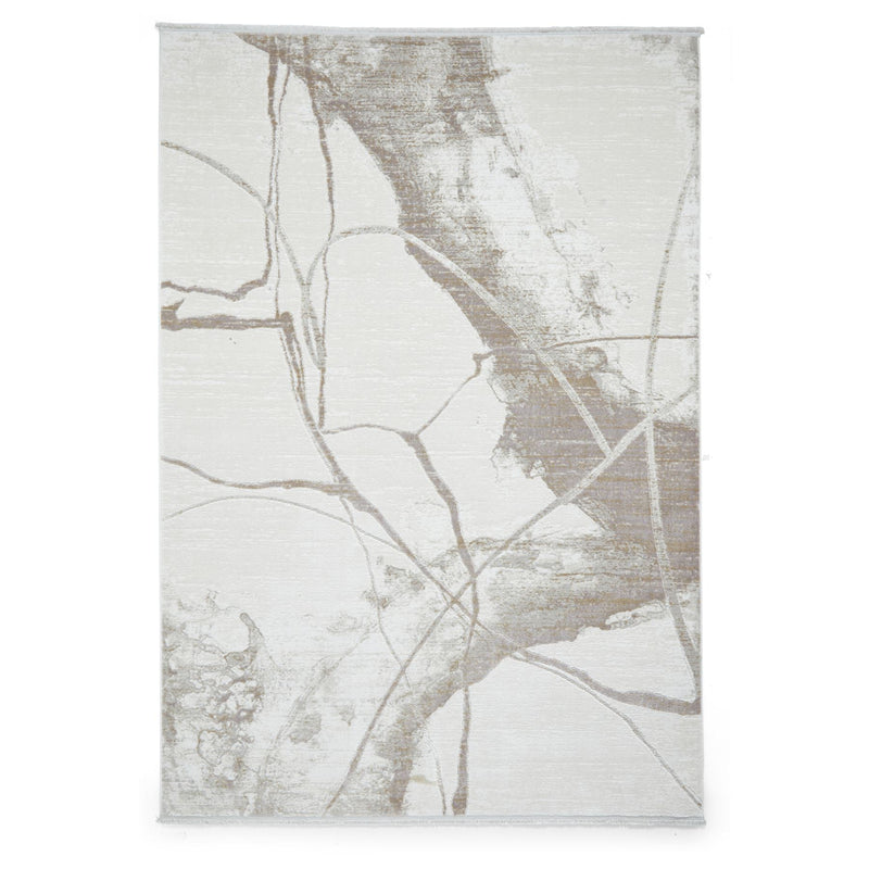 Mirage MR26 Modern Abstract Marble Metallic Rugs in Cream White