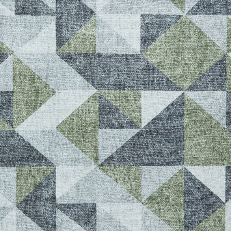 Coral H1057 Modern Washable Geometric Rugs in Green Grey