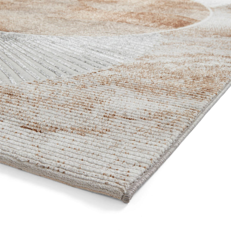 Creation 50097 Geometric Textured Rugs in Gold Beige